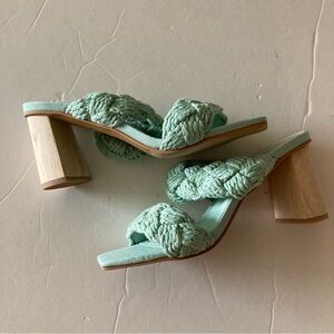 NWOB Dolce Vita Play Heels Woven Rope Straps Mint Sz 7